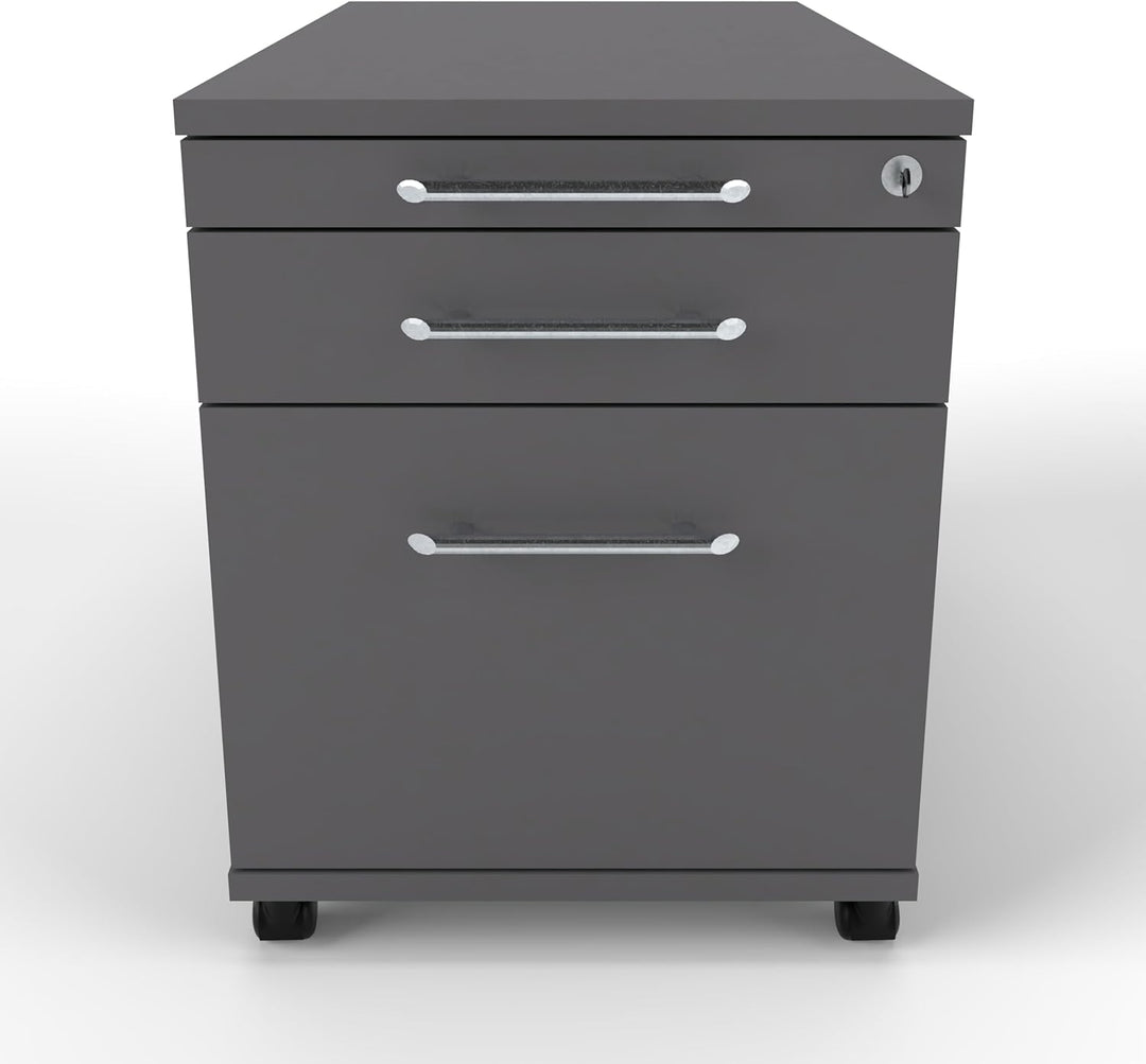 Rollcontainer CADI 43×80×51 cm – abschliessbarer Bürocontainer in Graphit mit Orga-, Universal- und