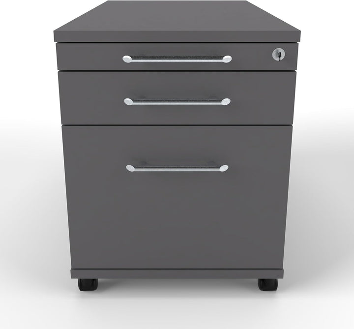 Rollcontainer CADI 43×80×51 cm – abschliessbarer Bürocontainer in Graphit mit Orga-, Universal- und