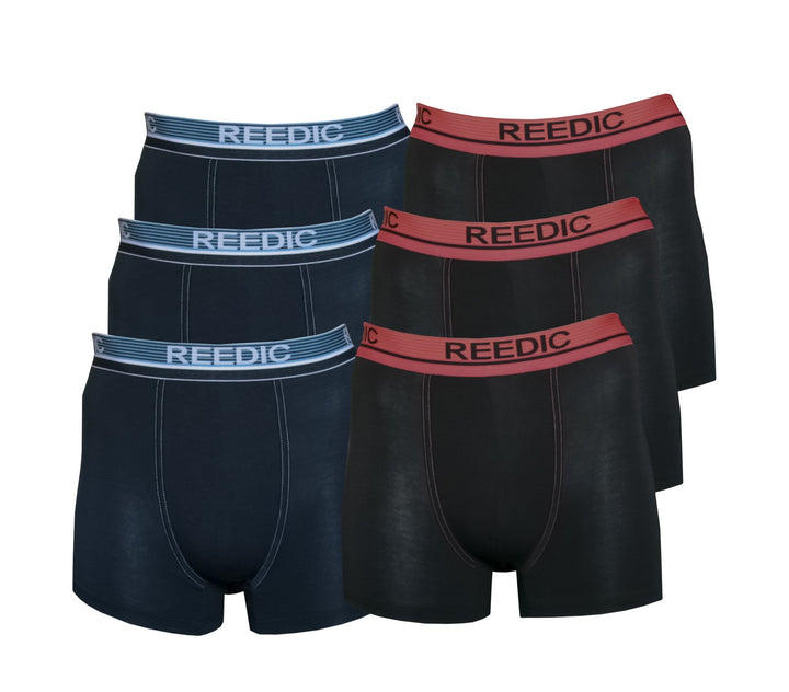 Reedic Herren Boxershorts, Modal, 6er Pack M Je 3x Schwarz, Dunkelblau, M Je 3x Schwarz, Dunkelblau
