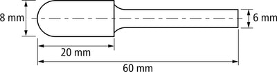 PFERD HM-Frässtift, Walzenrundform WRC, Zahnung MICRO, Frässtift-ø 8mm, Schaft-ø 6mm, Länge 60mm, 21