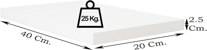 Henor Wandregal FSC® Holzwandregal 40 x 20 x 2.5 cm. Laden Sie 25 kg. Weiss 40 Weiss, P-20 Cm., 40 W