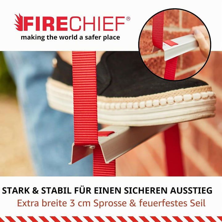 Firechief FEL730 Feuerschutzleiter, 3 Etagen, zusammenklappbar, extra breite Trittflächen, 3 Etagen