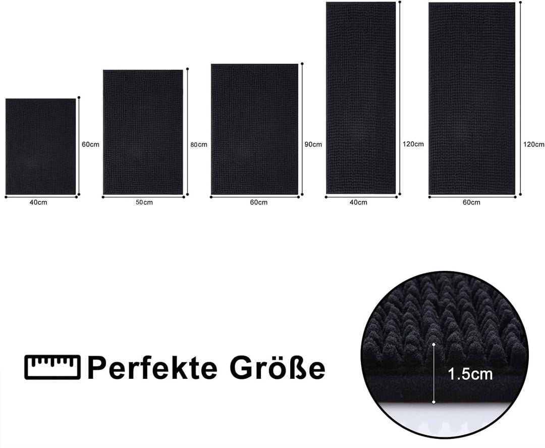 Homaxy Chenille Badezimmerteppich Set 2 teilig rutschfeste Badematte Set Weich Saugfähige Badteppich