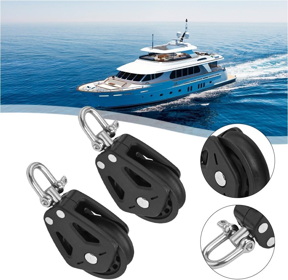 2 x schwerer Seilzugblock, Nylon-Einzelrolle, drehbares Kühlergrill, Segelboot, Marine-Zubehör mit e