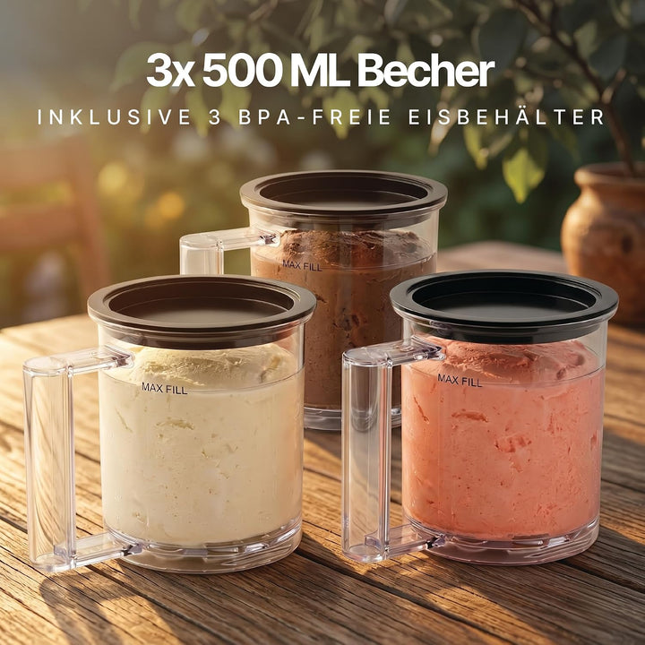 Seeger MultiCream Eismaschine, 1,5L, 10 Funktionen für Eis, Sorbet, Gelato, Milchshakes, Slushi & Fr
