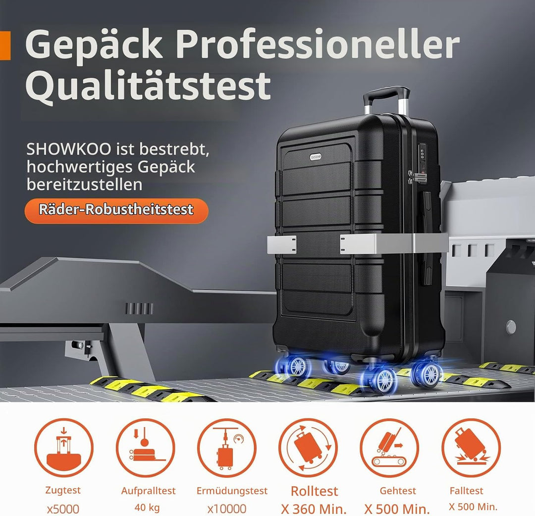 SHOWKOO Koffer Mittelgross Hartschale Leicht ABS+PC Erweiterbar Reisekoffer Kabinen Haltbar Handgepä