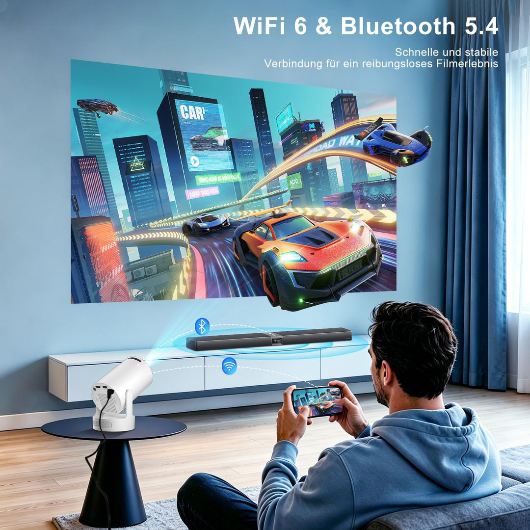 Salange Mini Beamer 4K Unterstützt,Smart Projektor 4K FHD 1080P Unterstützt Android 11.0,Beamer Hand