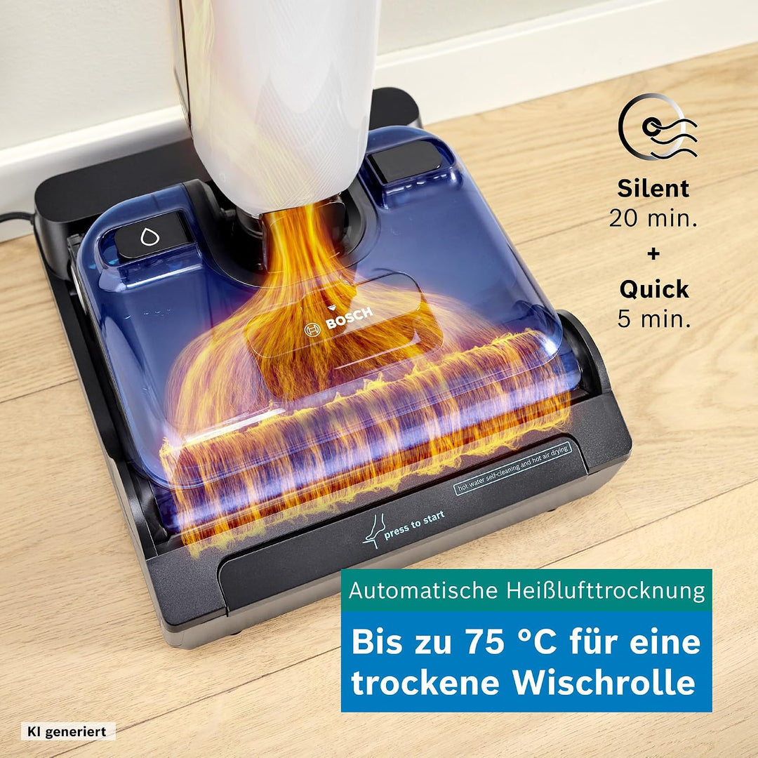 Bosch Nass-Trockensauger, Akku Staubsauger mit Wischfunktion, Zwei Tank-System, 180 Flachreinigung m