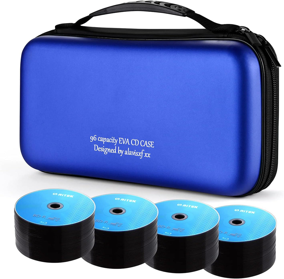 CD Tasche, 96 Kapazität Hart Eva Blu-ray CD-Brieftasche Doppelreissverschluss Handschlaufe Tragbare