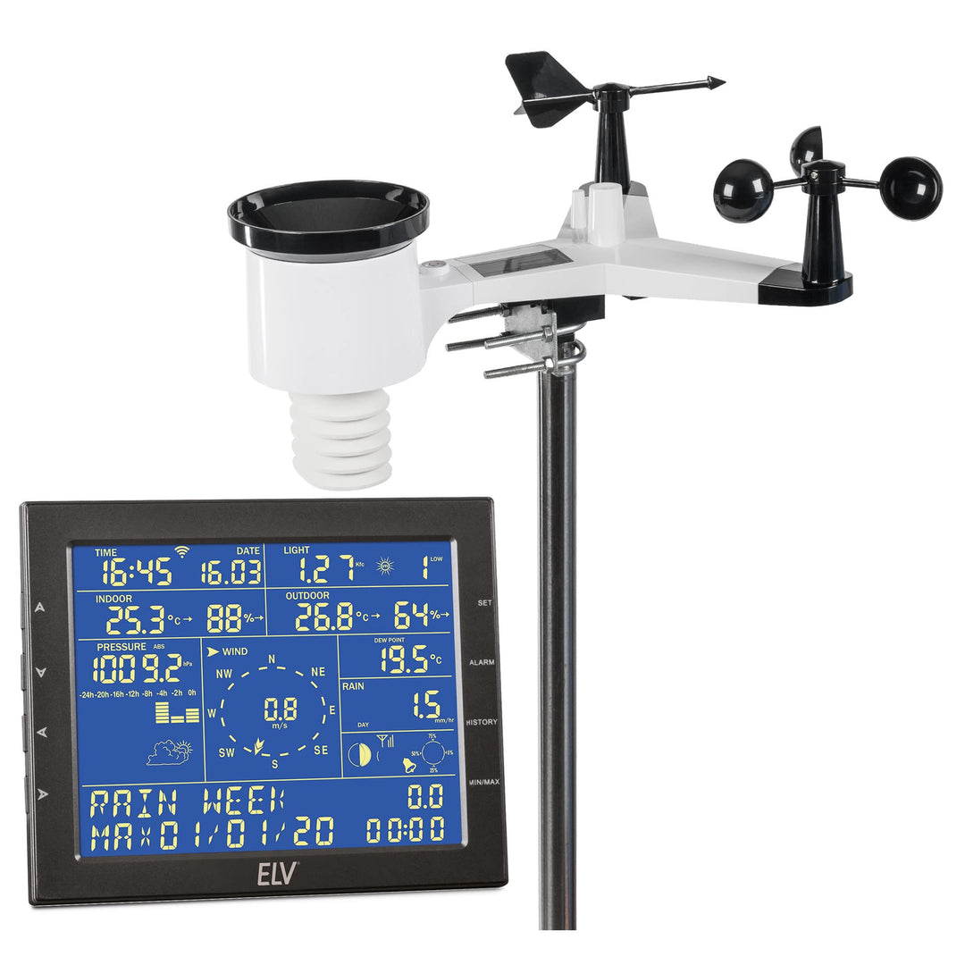 ELV WLAN-Wetterstation WS980WiFi, inkl. Funk-Aussensensor (868 MHz), App, PC-Auswertesoftware