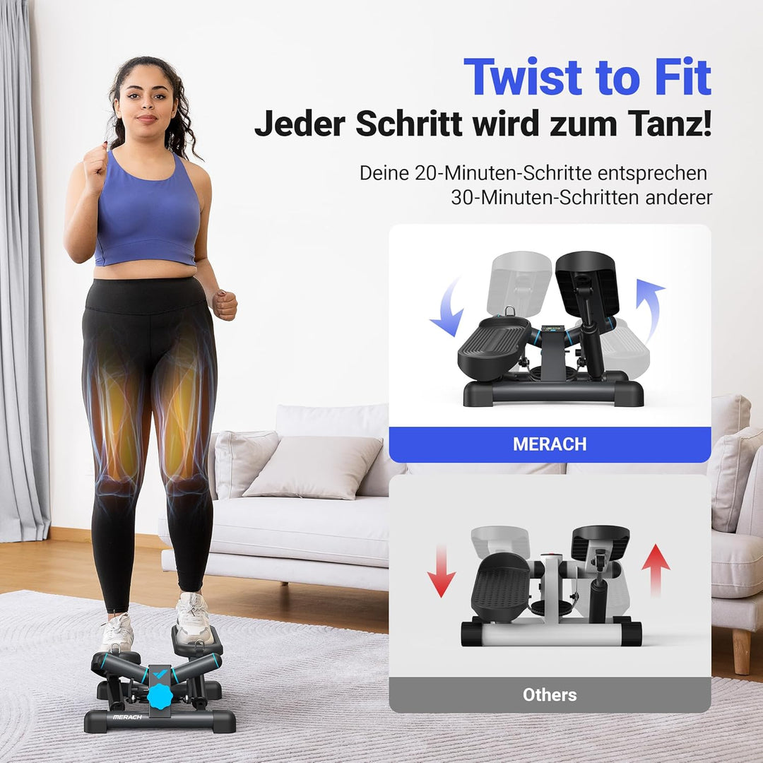 MERACH 2-in-1 Stepper für Zuhause, Leise Mini Stepper 150kg mit LCD-Monitor, Up-Down Swing Stepper m