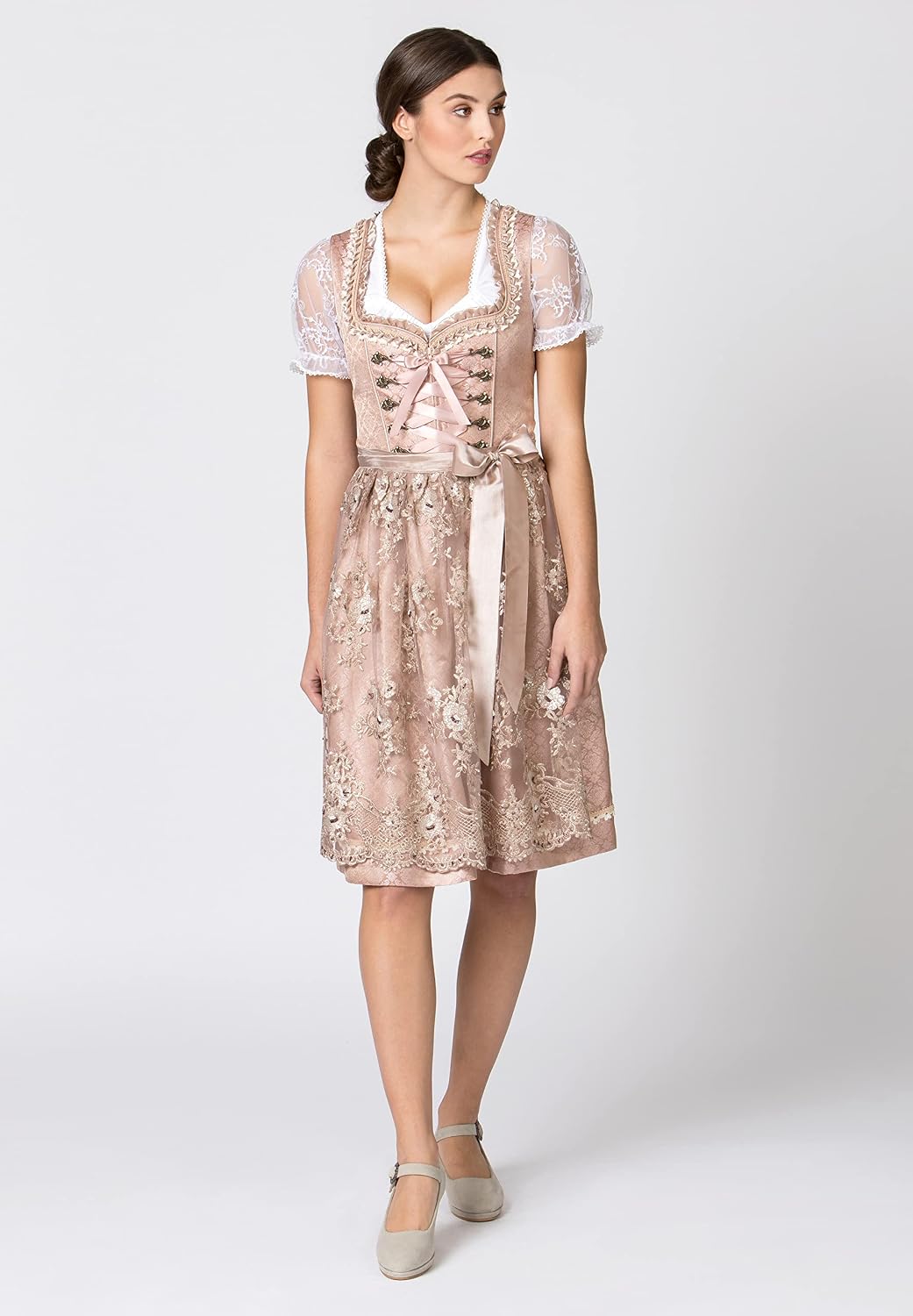 Stockerpoint Damen Lilou Midi Dirndl 40 Altrosa, 40 Altrosa