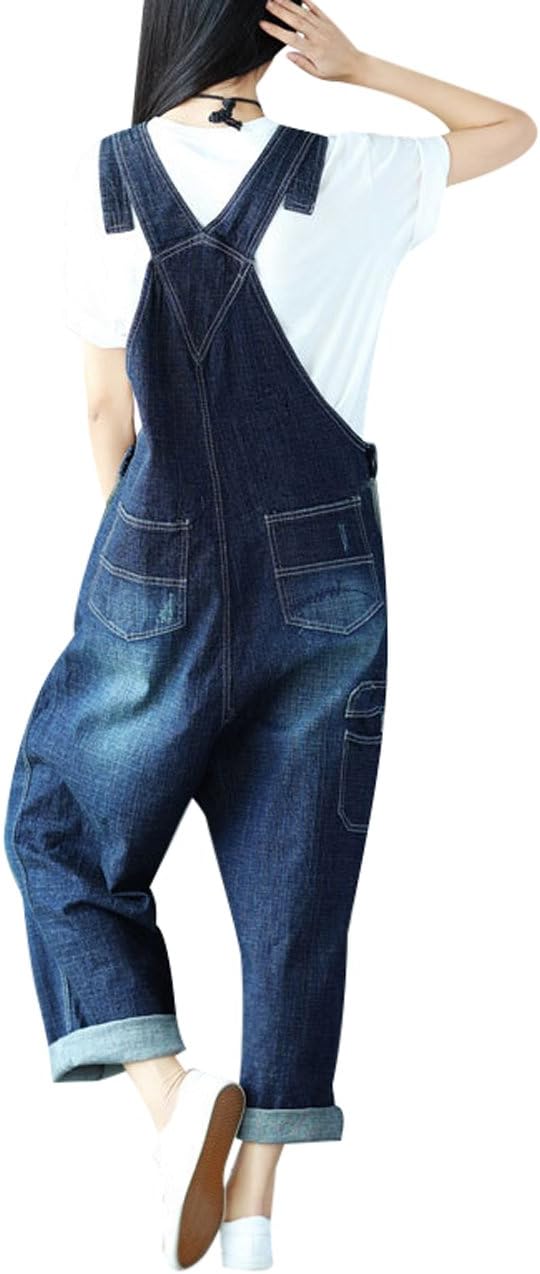 Youlee Damen Jahrgang Denim Latzhose Hosenträger Hosen Style 1 Blau, Style 1 Blau
