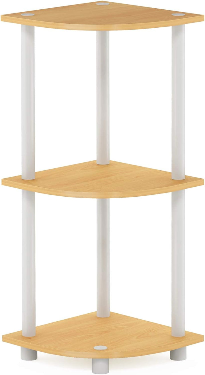 Furinno kompaktes Eck-Mehrzweck-Regal mit 3 Ebenen, Buche/Weiss, 29.46 x 29.46 x 75.18 cm Buche/Weis