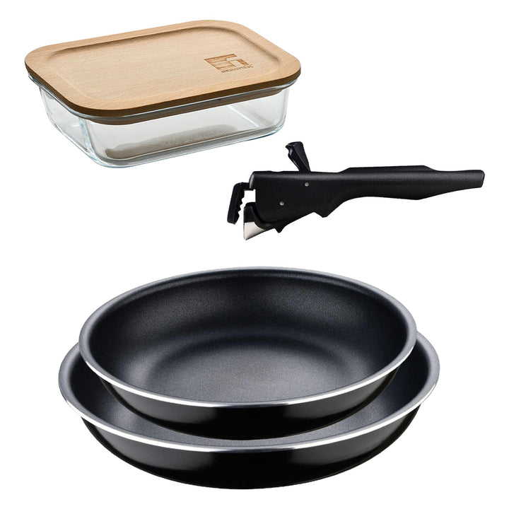 Bergner Click&Cook Pfannen-Set, 2 Stück, Ø 22 cm und 26 cm, mit abnehmbarem Griff aus gepresstem Alu