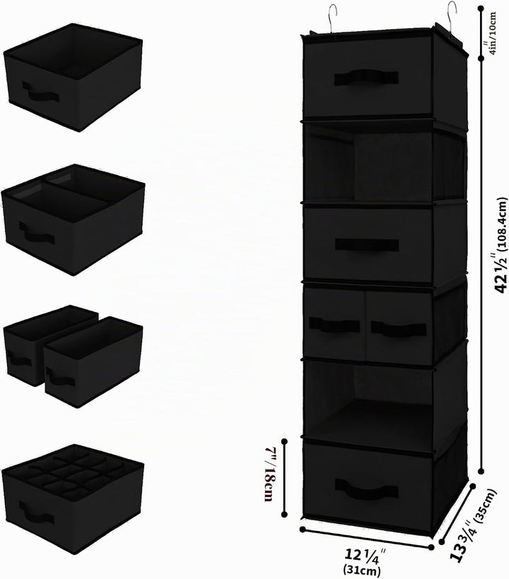 GRANNY SAYS Kleiderschrank Organizer Hängend, 1 Stück Hängeorganizer mit Schubladen, Schwarz Hängeau