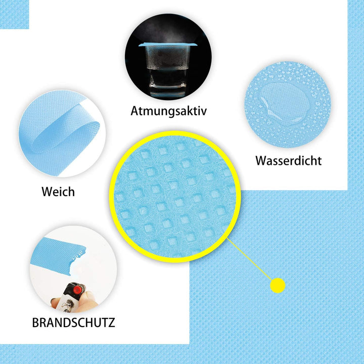Tischdeckenrolle, 0.8 × 25M, Hellblau, Einweg Vlies Stoffähnlich Tischdecke Rolle, Meterware Tischtu