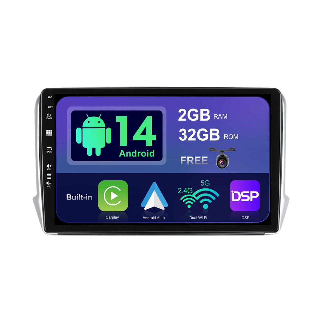 SXAUTO Android 12 IPS Autoradio Passt für Peugeot 208/2008 (2012-2018) - Eingebaut Carplay/Android A