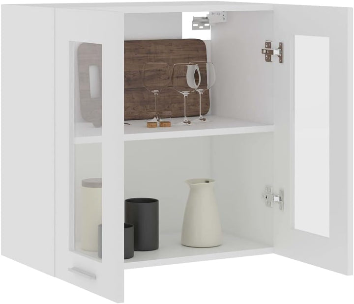 Refined Hängeglasschrank Lyon Weiss 60x31x60 cm Holzwerkstoff 1xausGlas(2Türen)60cm,60cm Weiss, 1xau