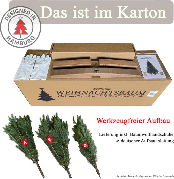 Hochwertiger künstlicher Weihnachtsbaum 180cm mit Holzfuss - Premium Weihnachtsbaum künstlich mit di