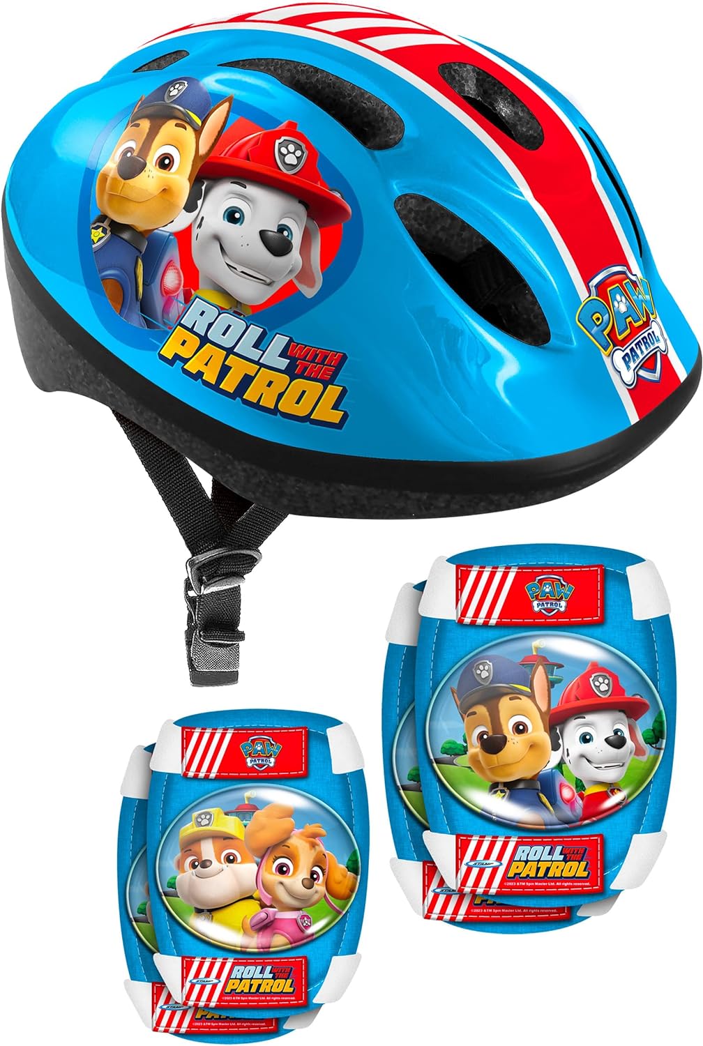 STAMP Unisex-Youth Helmet + Elbow & Knee Pads PAW Patrol, RED-Yellow-Blue, S PAW PATROL RED-YELLOW-B