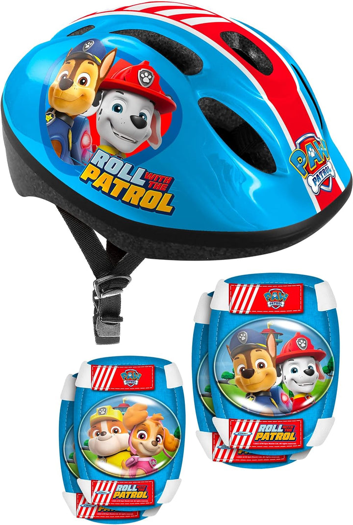 STAMP Unisex-Youth Helmet + Elbow & Knee Pads PAW Patrol, RED-Yellow-Blue, S PAW PATROL RED-YELLOW-B