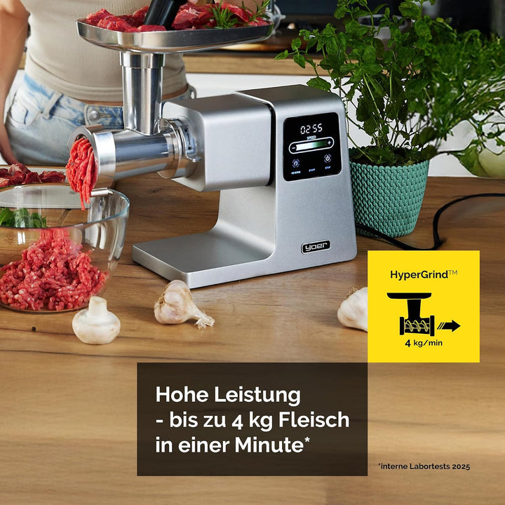 Yoer Fleischwolf 7-in-1, 2500W, Wurstfüllen, Schneiden, Saftpressen