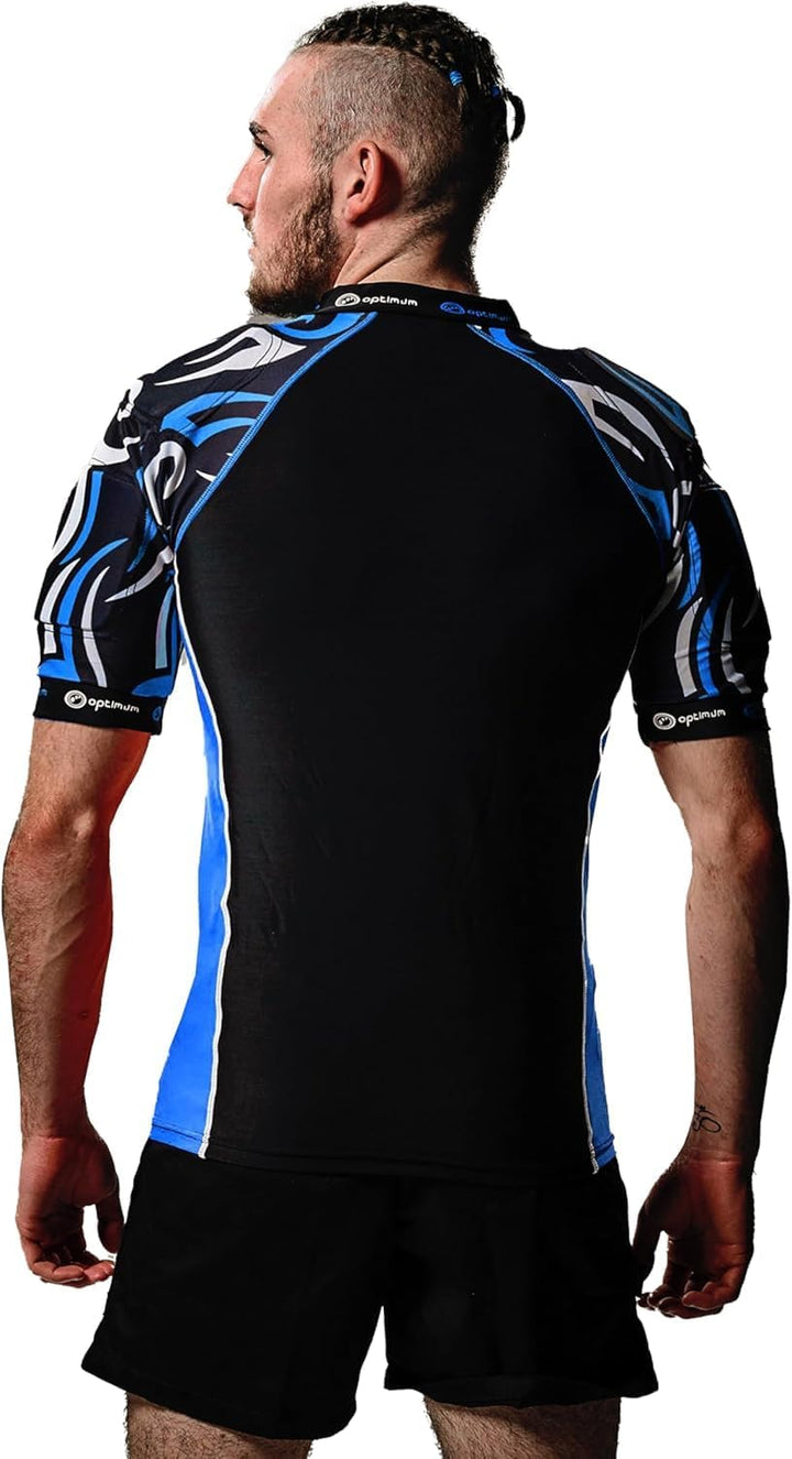 Optimum Razor Rugby Oberteil mit Schulterschutz Black/Silver Mini Junior, Black/Silver Mini Junior