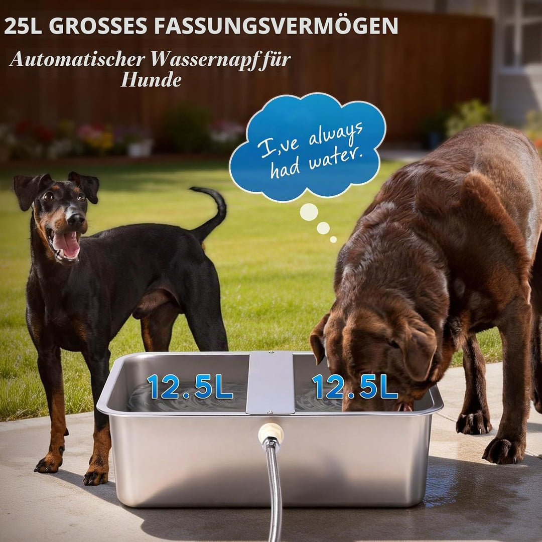 Hundebecken Automatischer Hundewasserspender,25 Liter Hundewasser im Freien Edelstahl-Wassernapf für