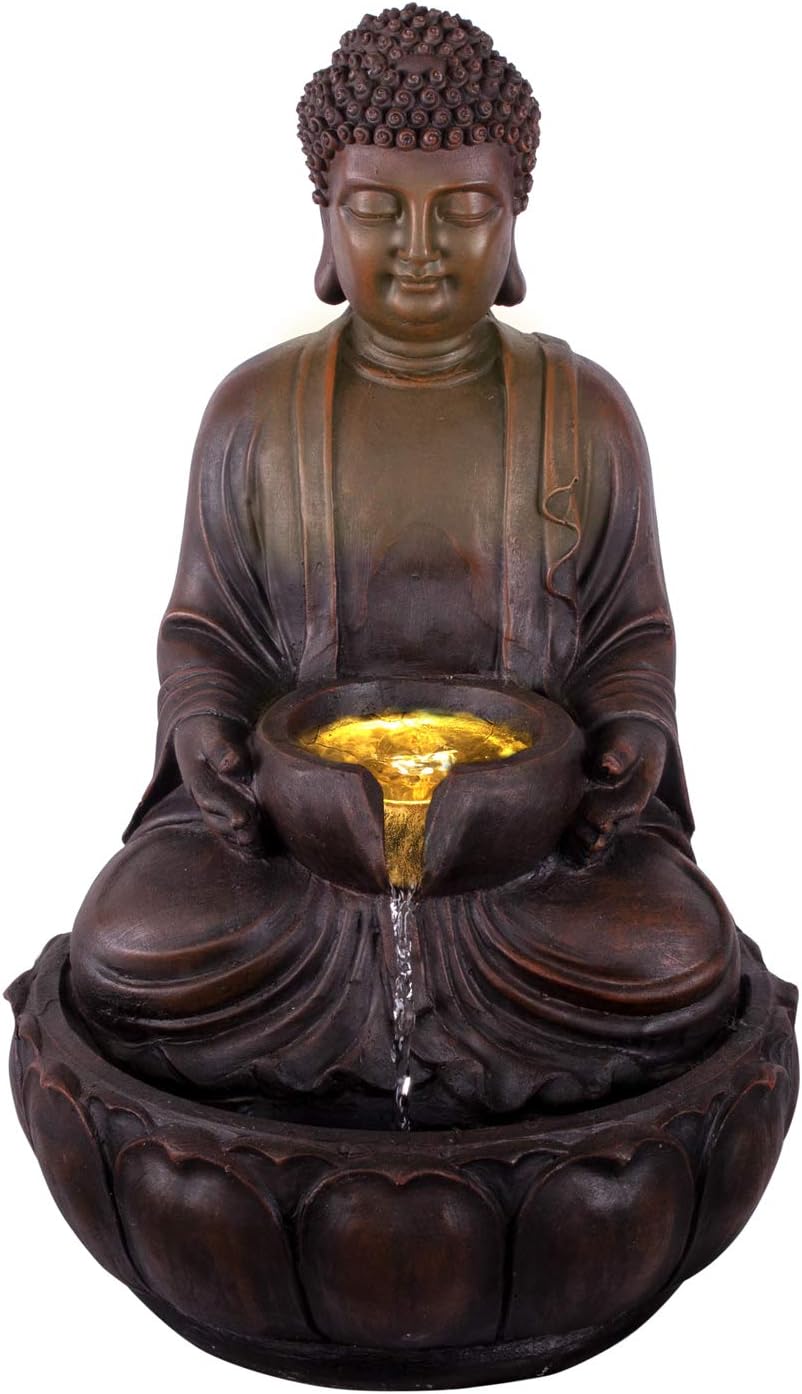 Gartenbrunnen Zen Brunnen Zierbrunnen Zimmerbrunnen Springbrunnen Brunnen ZHEN KRAFT-QUELLE mit LED-