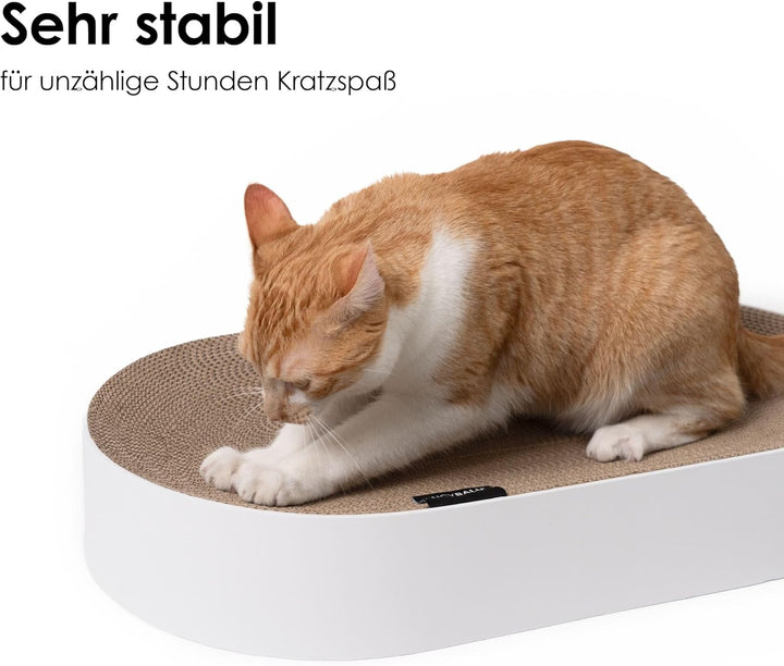 LucyBalu® SCRATCHBED Kratzbett für Katzen aus Pappe | Kartonbett | XXL-Kratzbrett oval rund | Kratzp