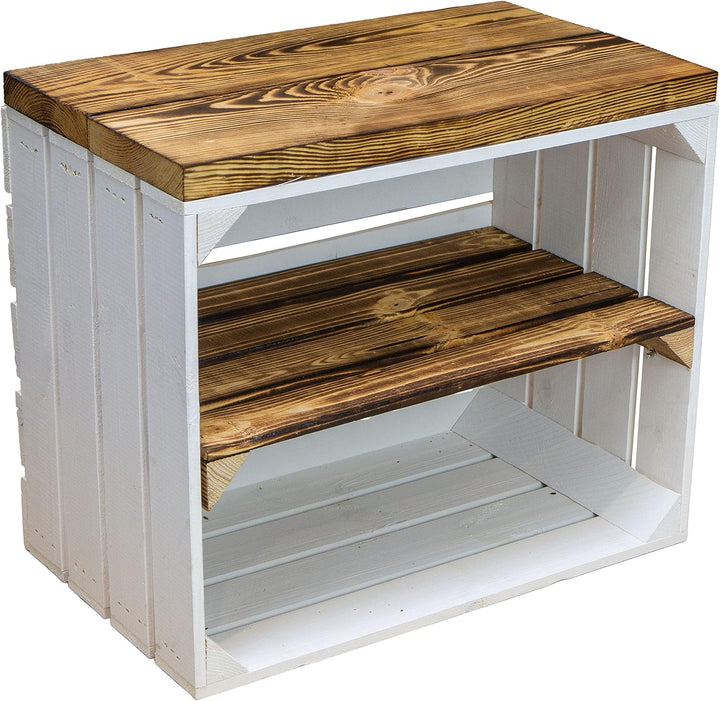 Sitzkiste Johanna Obstkiste und massiven Holzplanken Schuhablage Schuhkommode Hocker Sitzbank Holzba