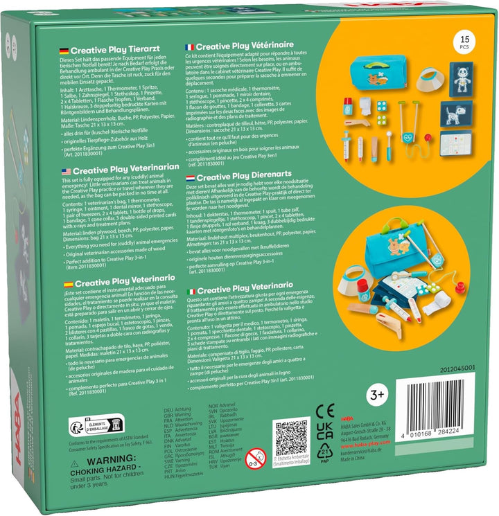 HABA Creative Play Tierarzt-Spielset – Holz-Tierpflege-Zubehör für Kinder – Perfekte Ergänzung für T