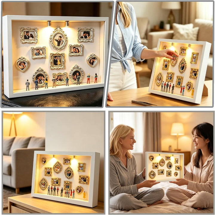 Mini Museum Bilderrahmen, DIY Mini Museum Silhouette Box mit 11 Goldene Rahmen Vintage, 8 Zufällig F