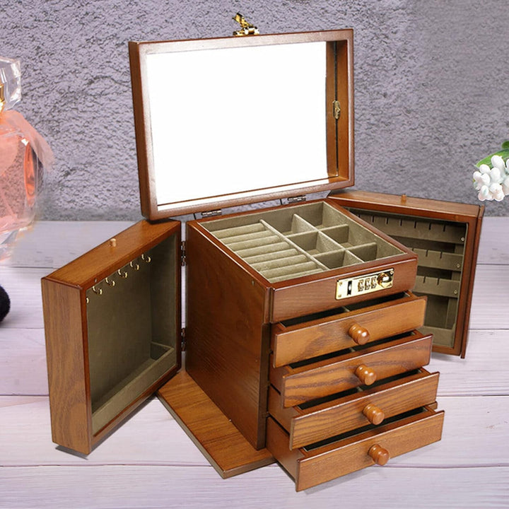 Schmuckschrank Holz Schmuckkästchen 5 Schichten Schmuckschatulle Schmuckkasten aus Holz Schmuck Orga