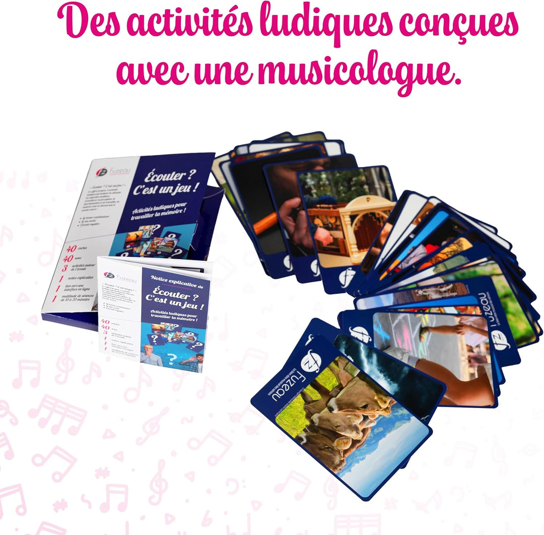 Fuzeau - Memory-Spiel für Senioren – Hören ist EIN Spiel – Musikbox mit 40 Sounds und Bildern – Übun