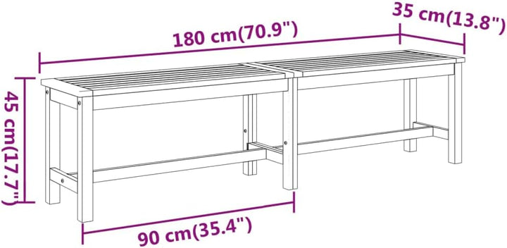 vidaXL Gartenbank 180x35x45 cm Massivholz Akazie 180 x 35 x 45 cm, 180 x 35 x 45 cm