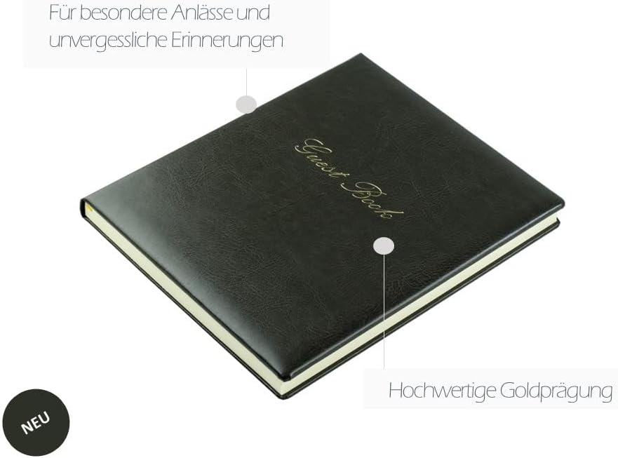 DELMON VARONE - Premium Gästebuch aus veganem Eco Kunstleder anthrazit - Hochzeitsgästebuch gebunden