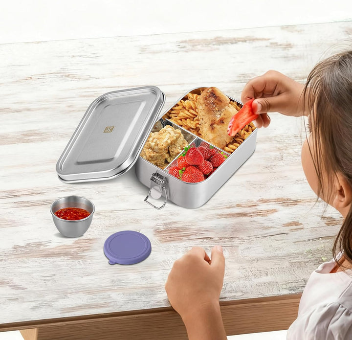 GOLDEN KEY Edelstahl Brotdose kinder,Lunchbox Edelstahl 800ml mit Fächern &amp; Dichtung,bento box edels