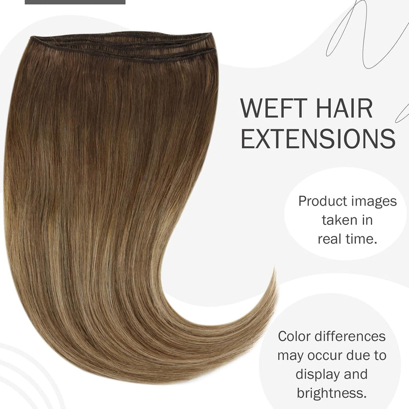 Hetto Balayage Echthaar Tressen Extensions Mittel Braun zu Hellbraun und Dunkelste BlondineTressen E