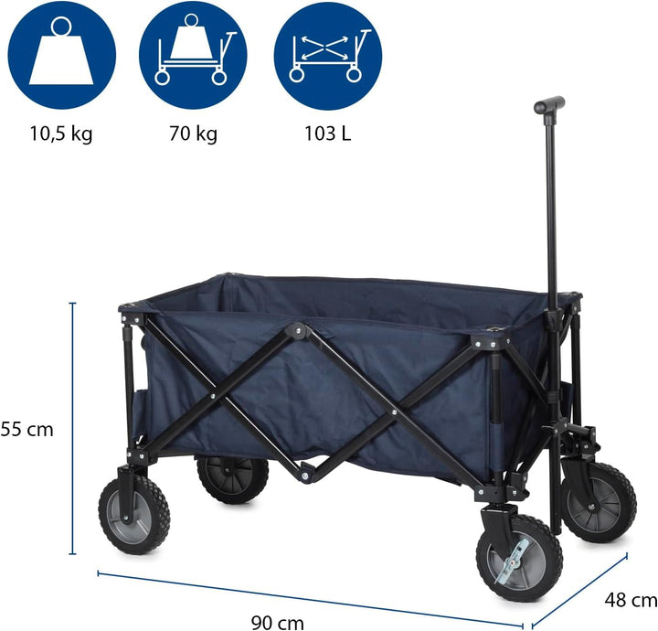 Campart HC-0910 klappbarer Strandwagen/ Bollerwagen - 70 Kilogramm Belastbarkeit - Blau mit Tasche D