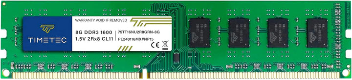 Timetec 8GB DDR3 1600 MHz (DDR3-1600) PC3-12800 Non-ECC Ungepuffert 1,5 V CL11 2Rx8 Dual Rank 240 Pi