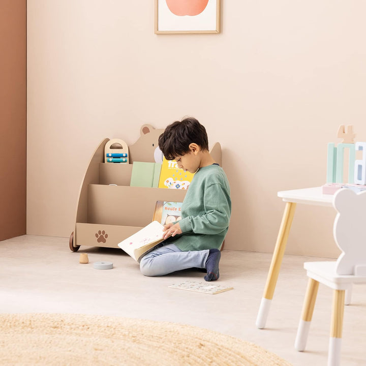 Navaris Bücherregal für Kinder - Kinderzimmer Regal für Bücher und Spielzeug aus Holz - 60 x 58 x 40
