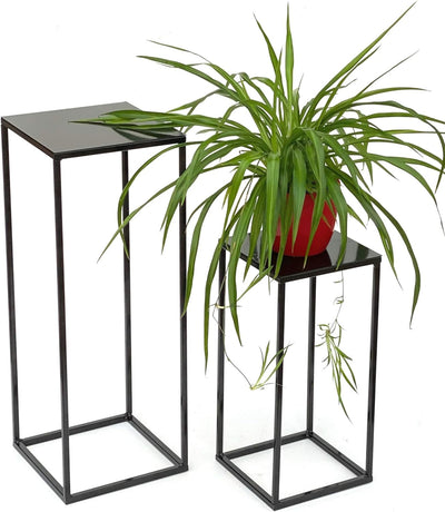 DanDiBo Blumenhocker Metall Schwarz Eckig 3er Set Blumenständer Beistelltisch 434 Blumensäule Modern