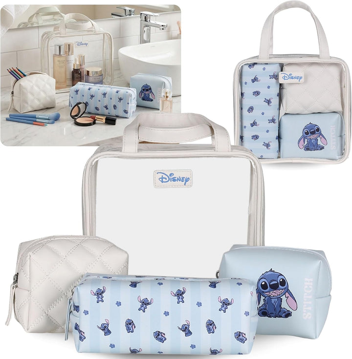 Disney Stitch Reise-Kosmetiktaschen, 4er-Set, beige und blau (Stitch), Stitch
