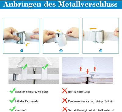 Totofac Liebesbrücke für Matratzen mit Spanngurt [200x30cm], Matratzenkeil Matratzenbrücke, Ritzenfü