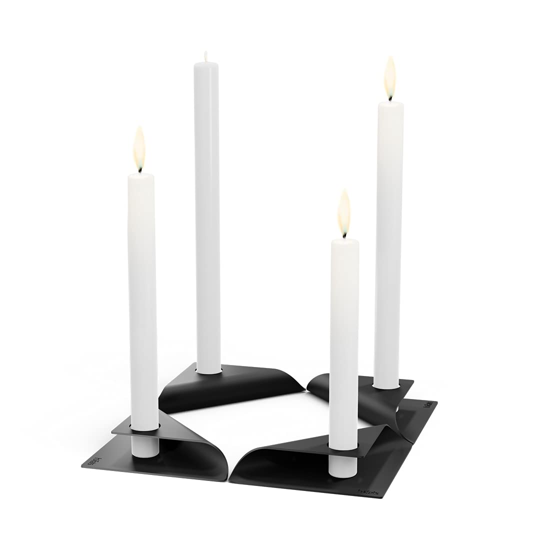 höfats - Square Candle - Kerzenhalter aus Edelstahl für Stabkerze 20-24mm - Kerzenständer in schwarz