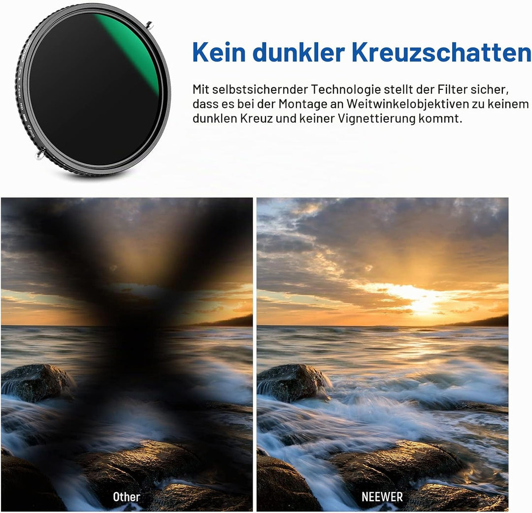 NEEWER 2 in 1 67mm Variable ND Filter ND2-ND32&amp;CPL (Zirkular Polfilter) No X Cross Variabel Graufilt