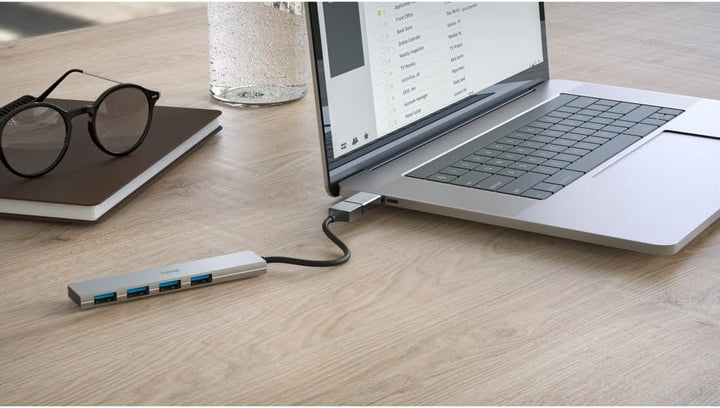 Hama USB-Hub 4 Ports (USB-A und USB-C-Anschluss, 4X USB-A für Maus, Tastatur, Externe Festplatte, US