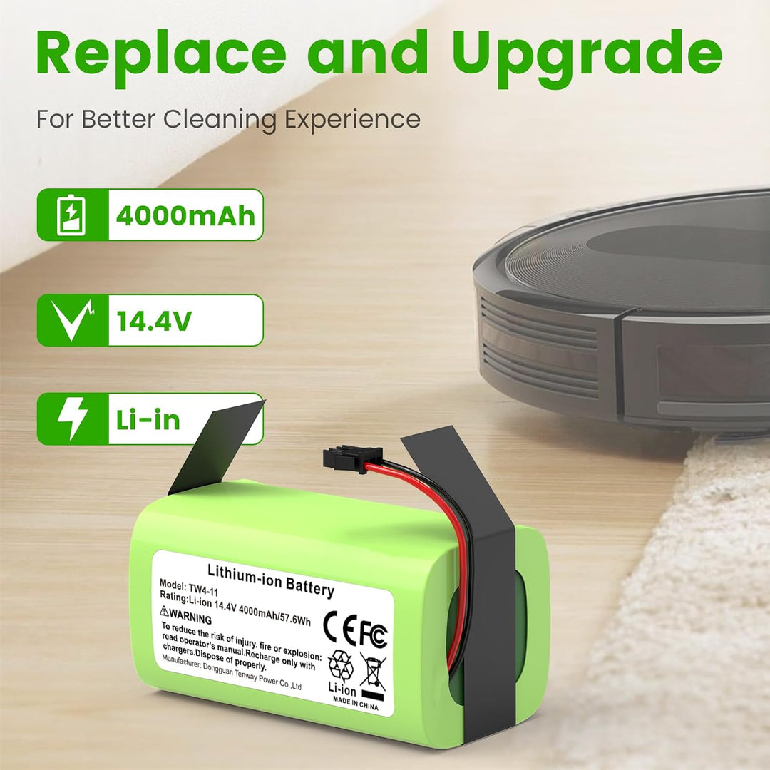 ASUNCELL 14.4V/4000mAh TW4-11 Ersatzbatterien für Ecovacs Deebot N79 N79S DN622 DN621, Eufy RoboVac